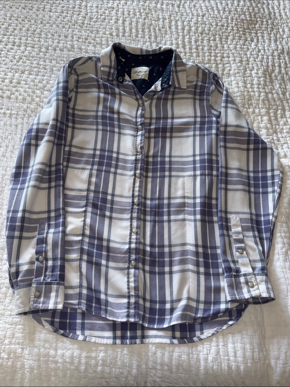 Jachs Girlfriend Women’s Plaid Button-Up 2 pocket Shirt - White & Purple EUC S